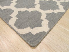 9x12 Selene Elena Grau Kilim Geometrisch Zeitgenössisch Flachgewebe Wollteppich