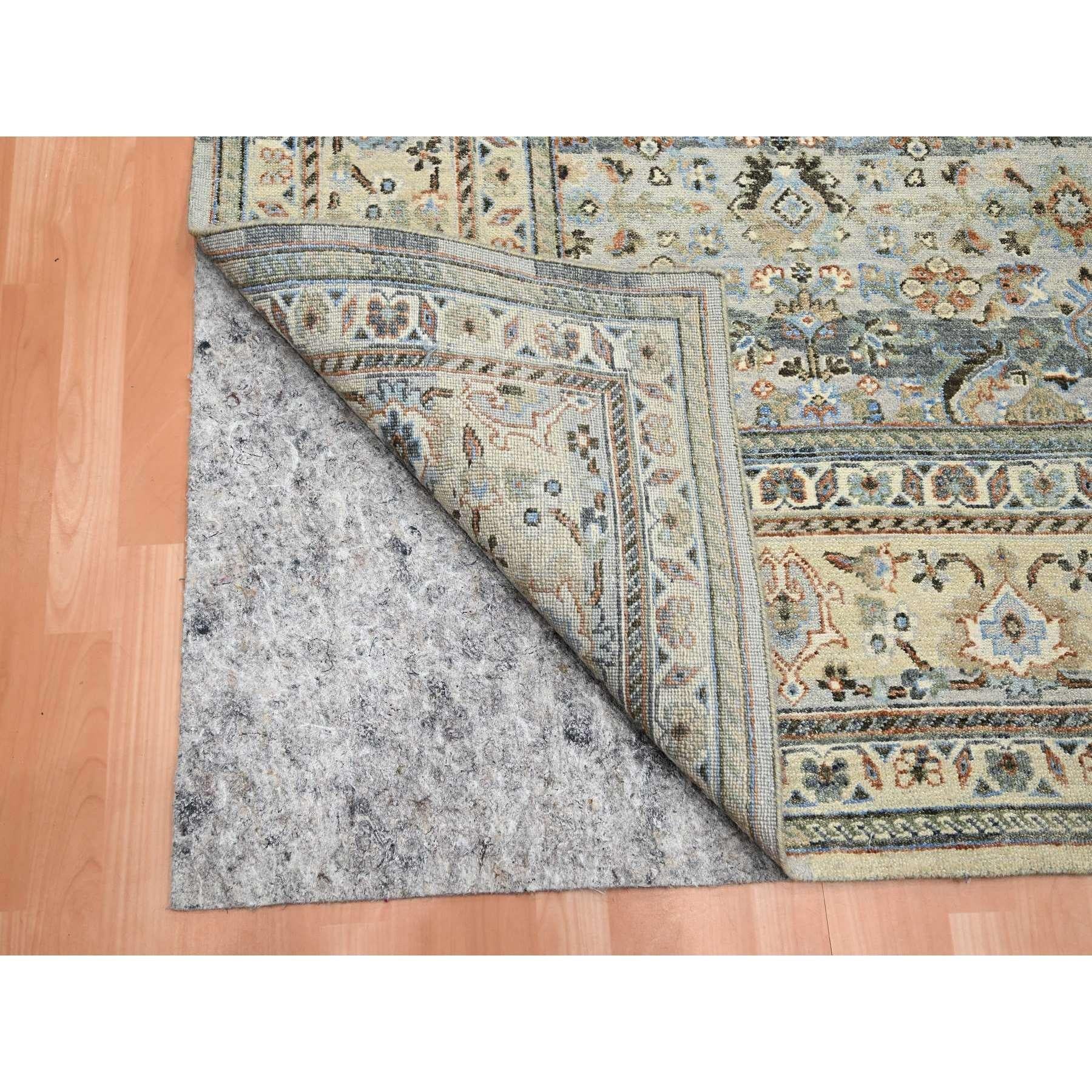 9'x12' Shades of Gray Abrash Persian Design 100% reine Wolle Handgeknüpfter Teppich (Indisch) im Angebot