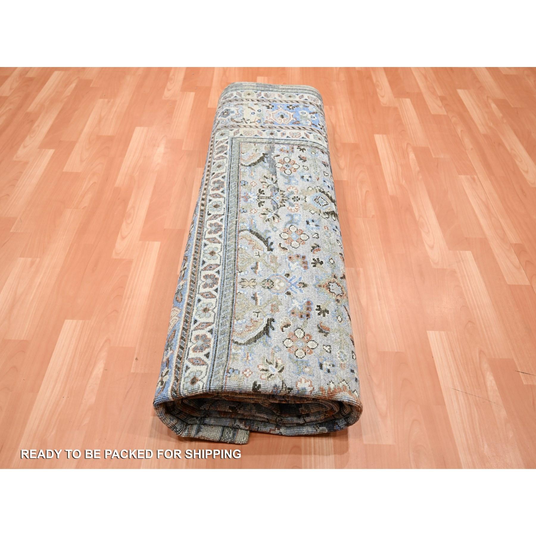 9'x12' Shades of Gray Abrash Persian Design 100% reine Wolle Handgeknüpfter Teppich im Angebot 3