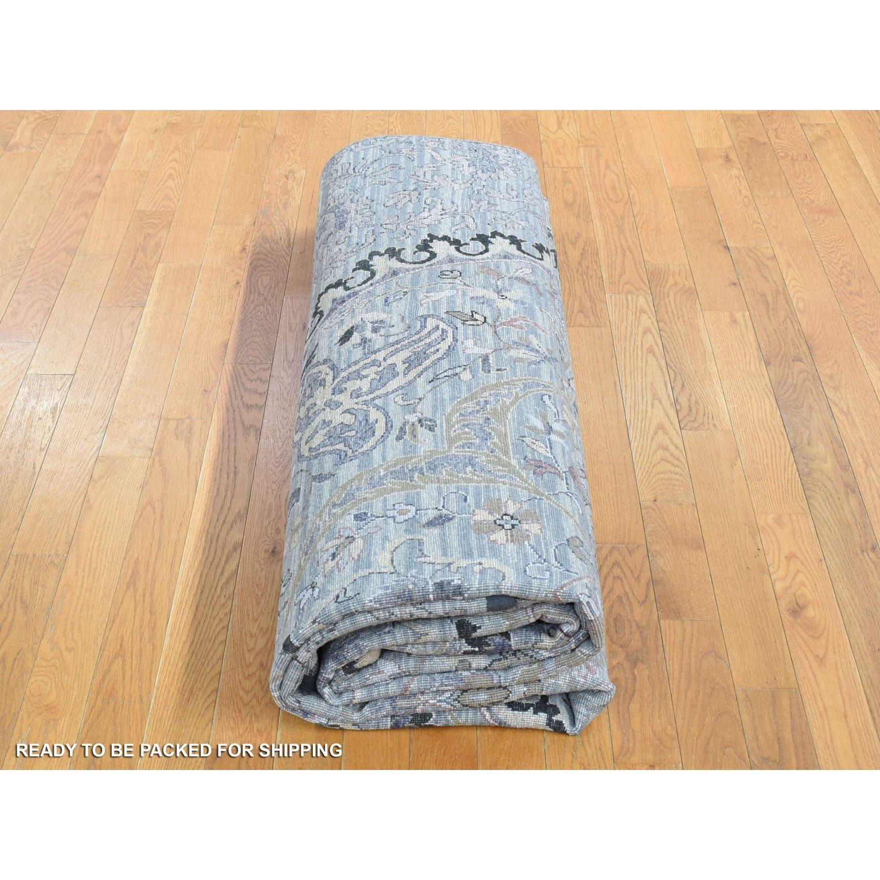 9'x12' Silver Gray, THE MAHARAJA Design, Silk with Wool Hand Knotted Rug For Sale 4