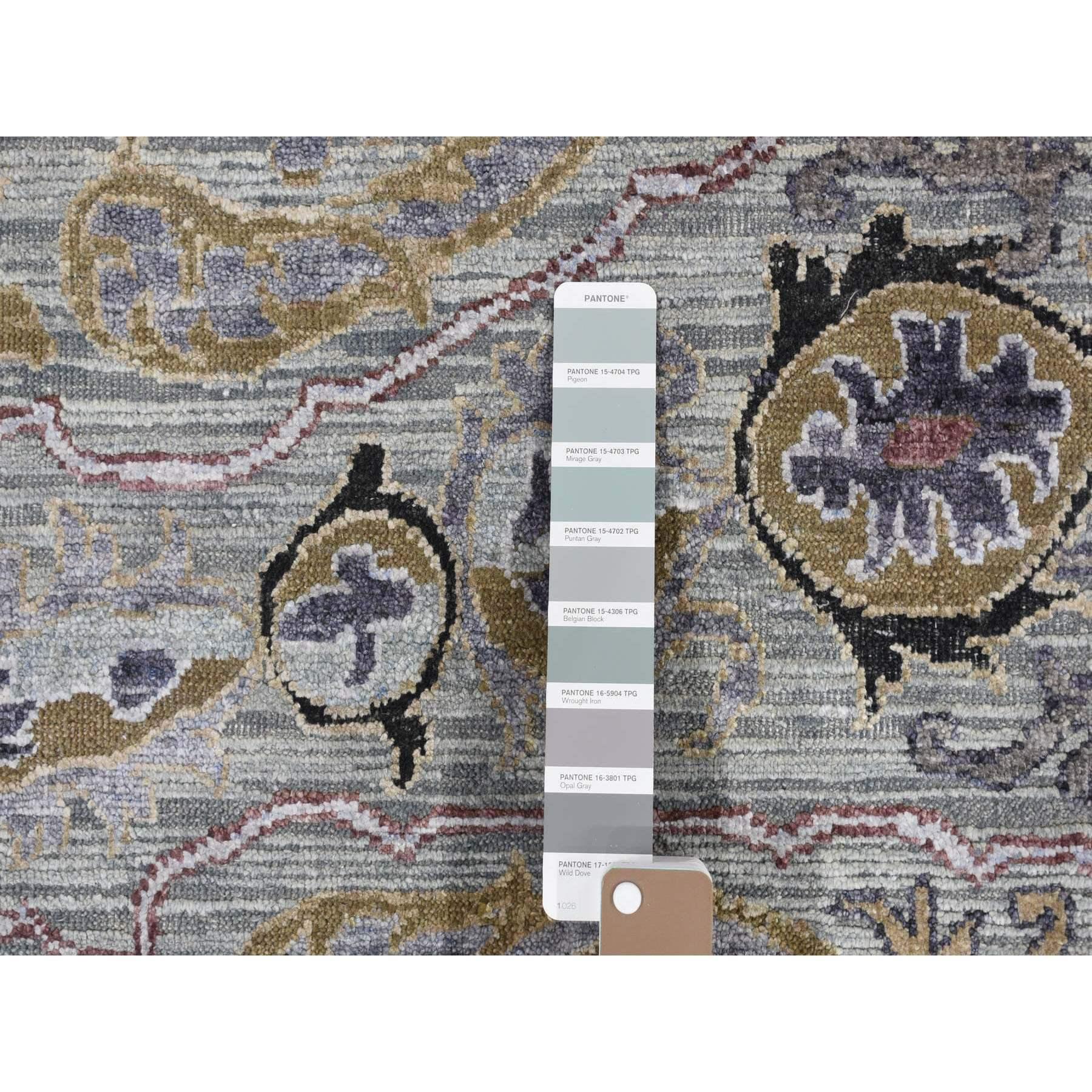 9'x12' Silver Gray, THE MAHARAJA Design, Silk with Wool Hand Knotted Rug For Sale 2