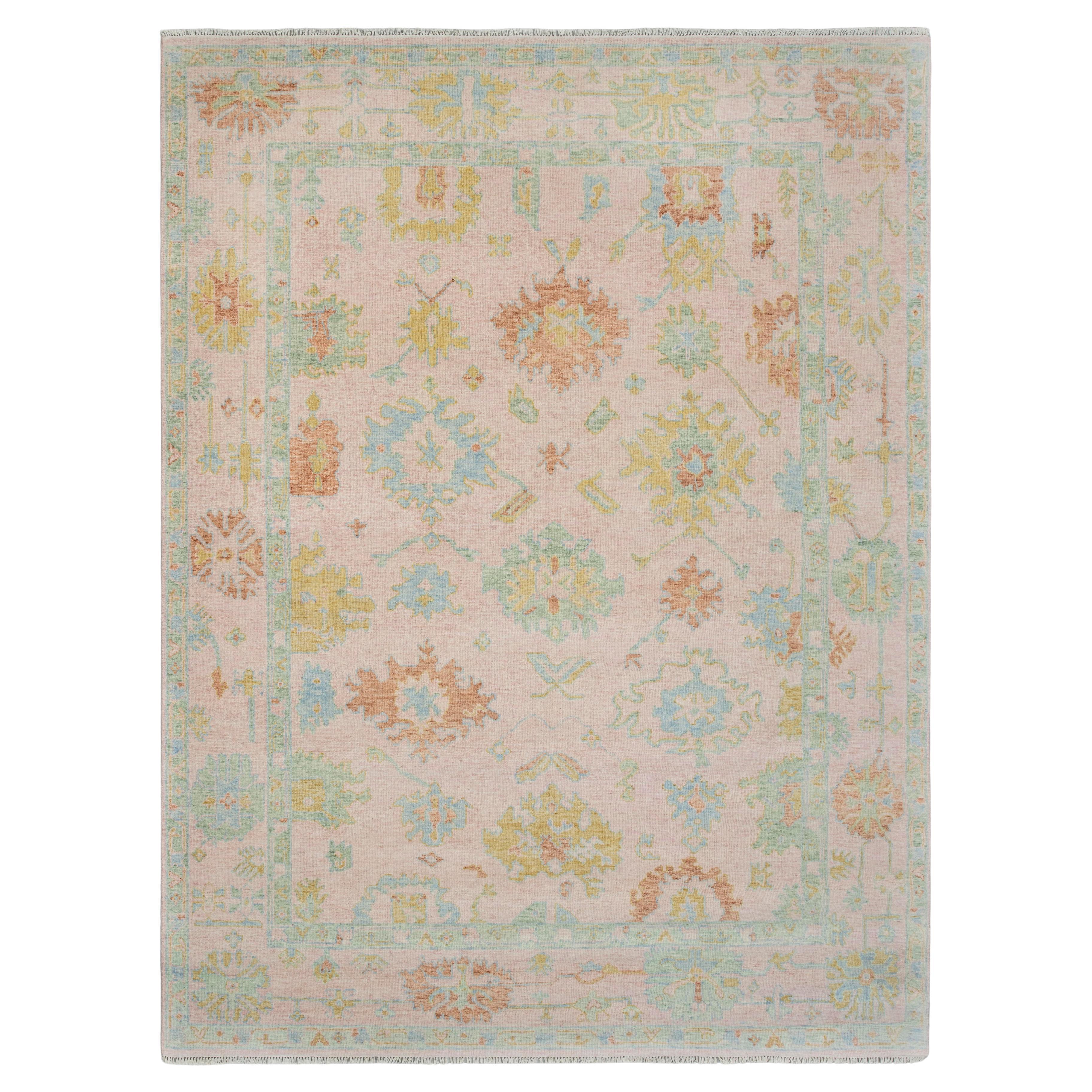 9x12 Pink & Green Turkish Oushak Hand-Knotted Wool Rug ( JC-12589)
