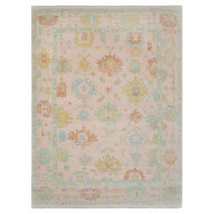 9x12 Pink & Green Turkish Oushak Hand-Knotted Wool Rug ( JC-12589)