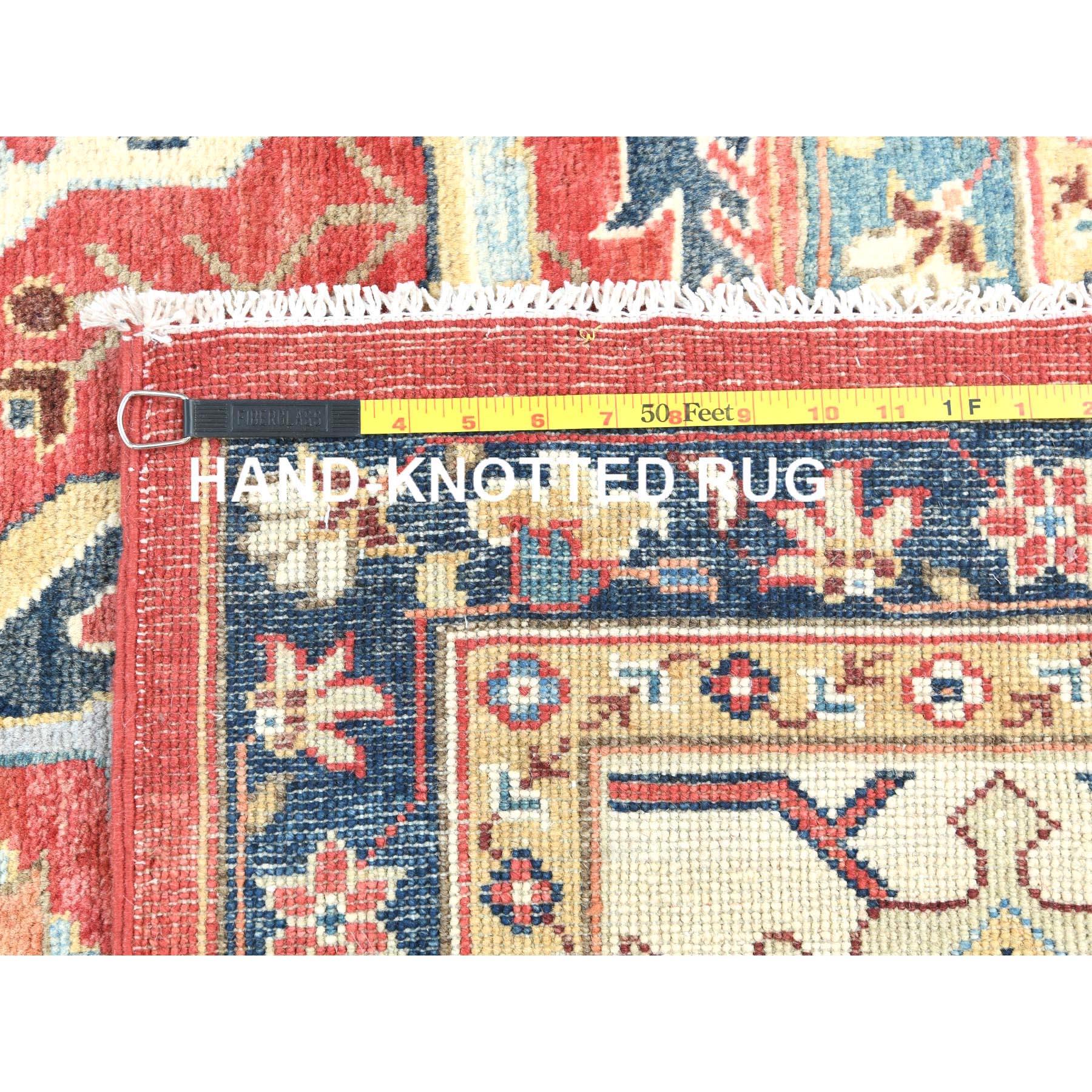 9'x12' Soft Red Hand Knotted Wool Afghan Peshawar with Bijar Garus Design Rug For Sale 6