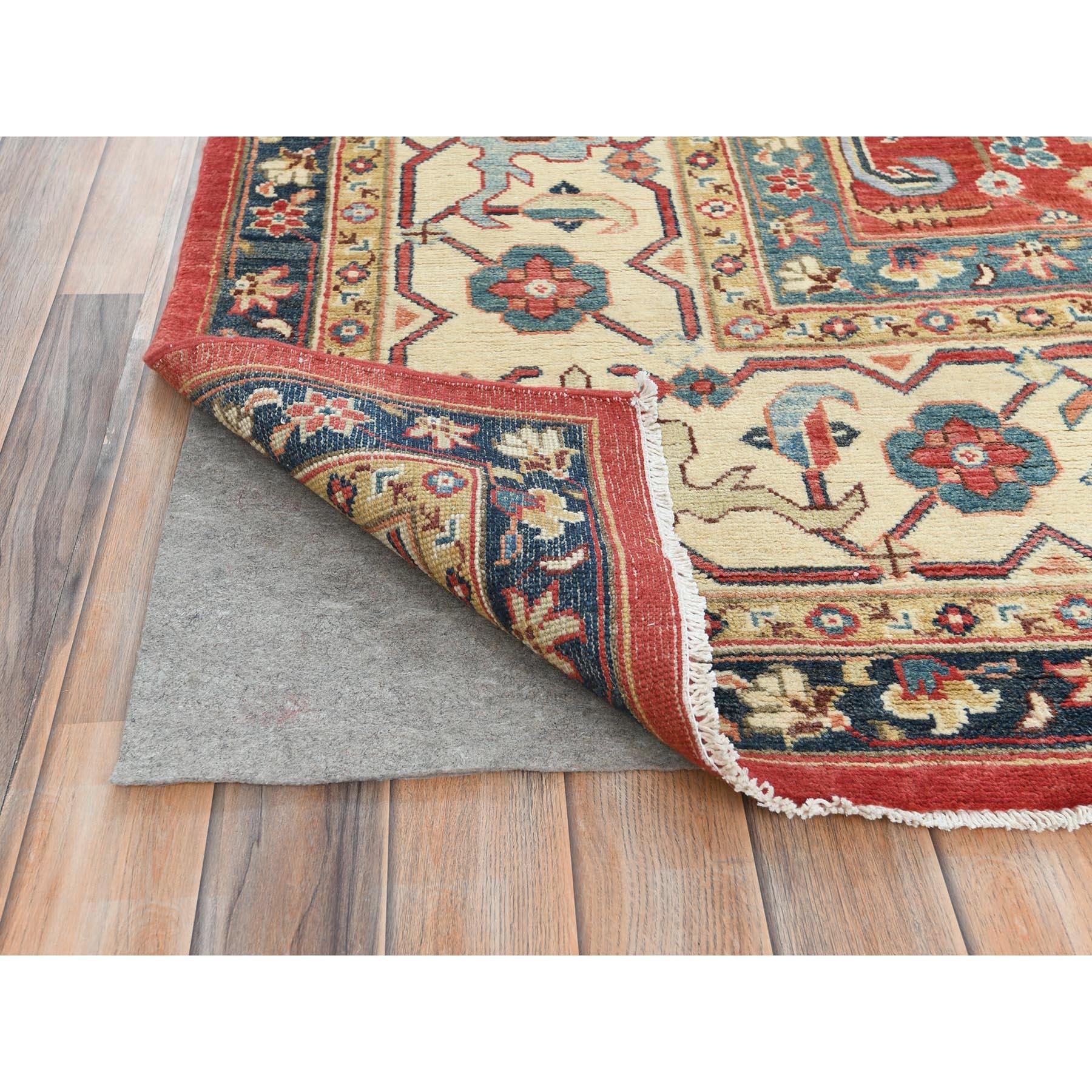 9'x12' Soft Red Hand Knotted Wool Afghan Peshawar with Bijar Garus Design Rug In New Condition For Sale In Carlstadt, NJ