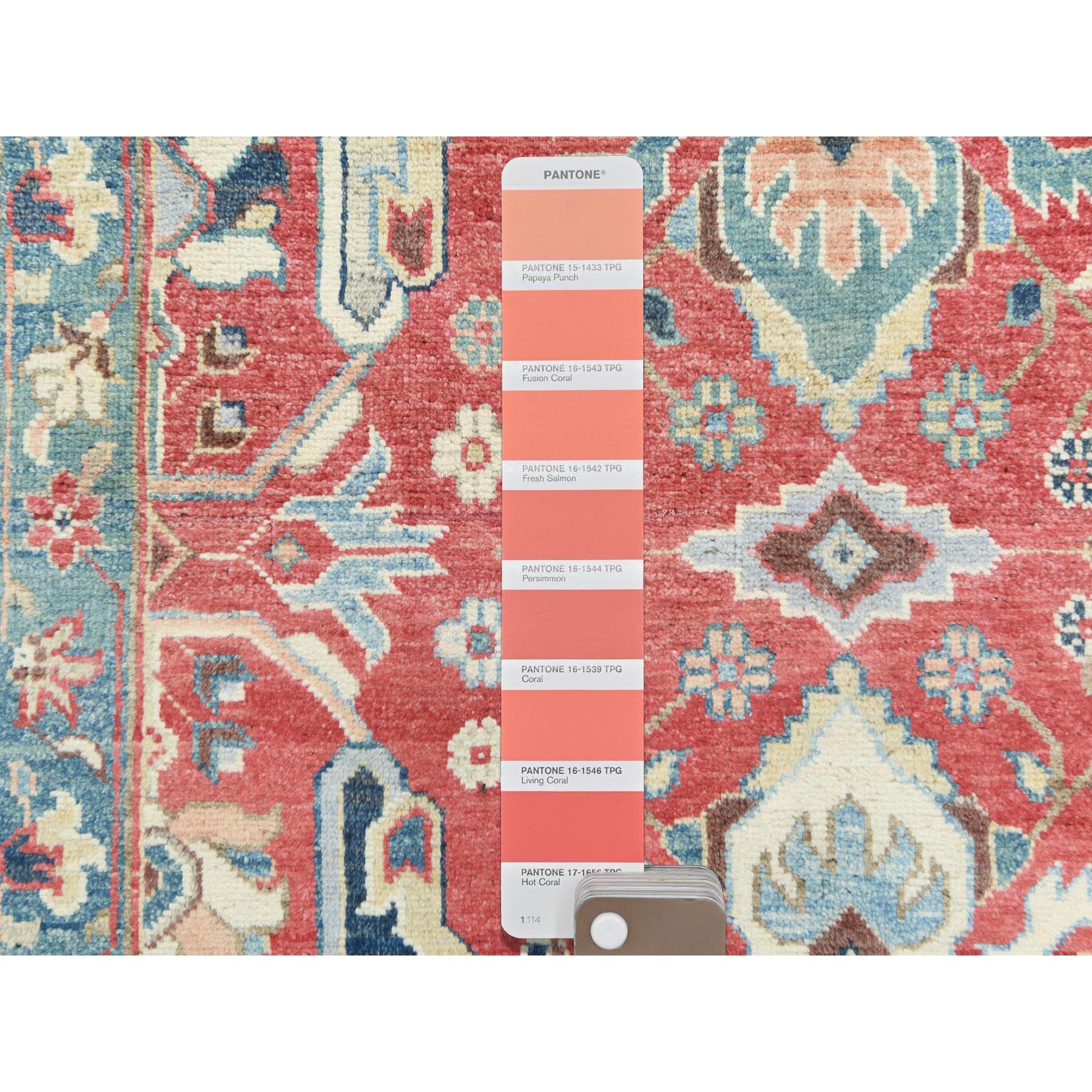 9'x12' Soft Red Hand Knotted Wool Afghan Peshawar with Bijar Garus Design Rug For Sale 2