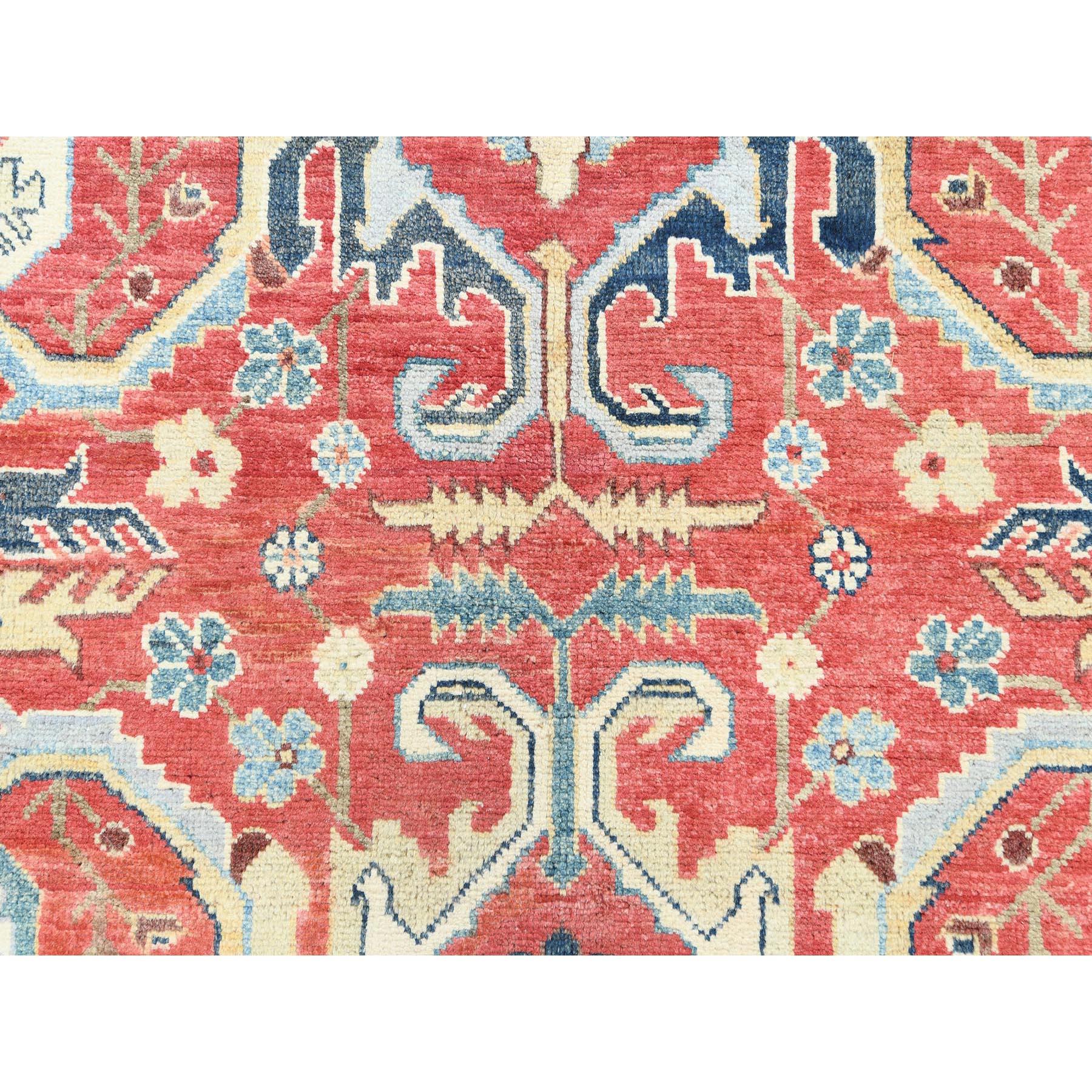 9'x12' Soft Red Hand Knotted Wool Afghan Peshawar with Bijar Garus Design Rug For Sale 3