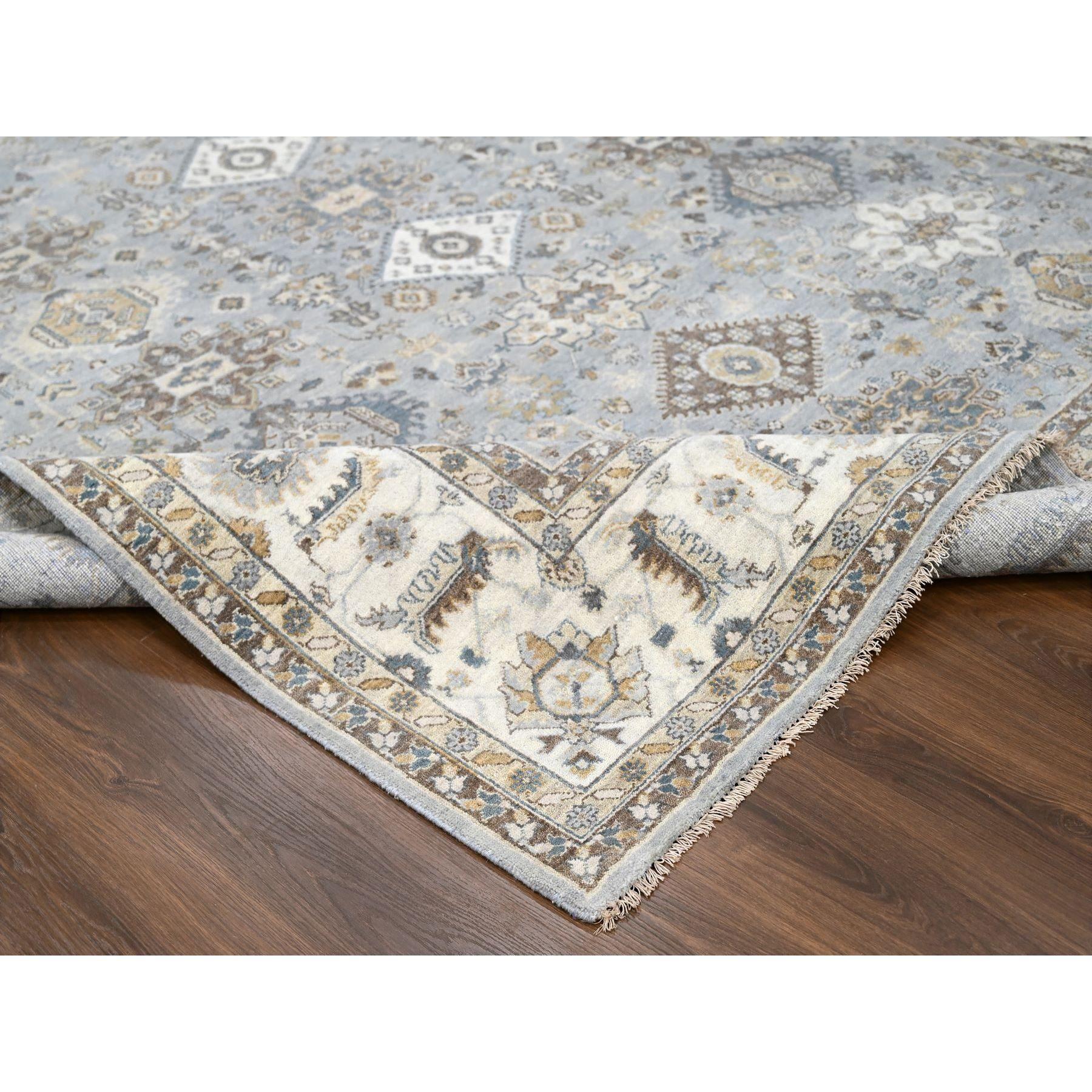 9'x12' Stardew Gray Karjihooz 100% Wool Geometric Hand Knotted Oriental Rug Neuf - En vente à Carlstadt, NJ