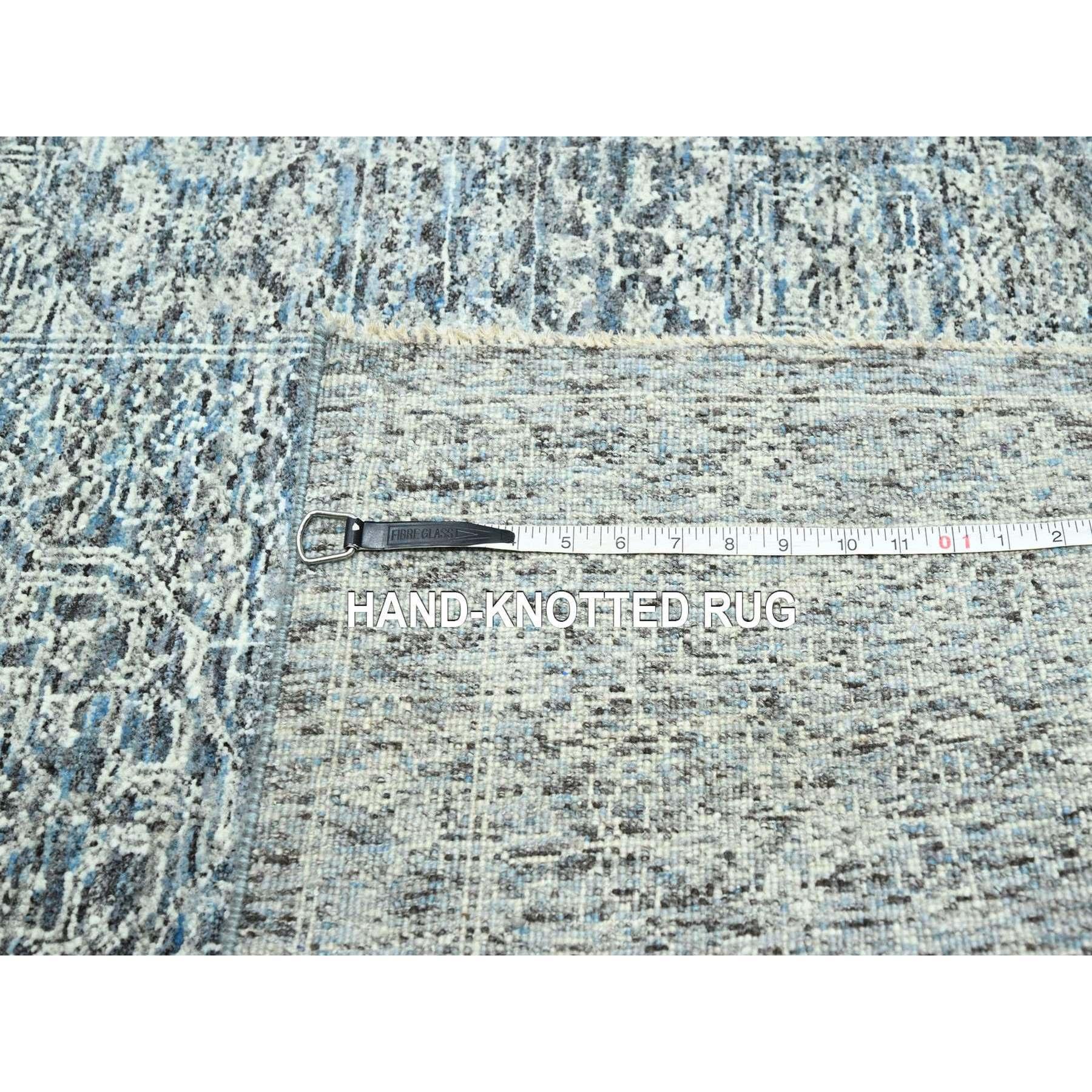 9'x12' Stone Blue Mamluke Design 14. Jahrhundert Einfluss handgeknüpfter Wollteppich im Angebot 3