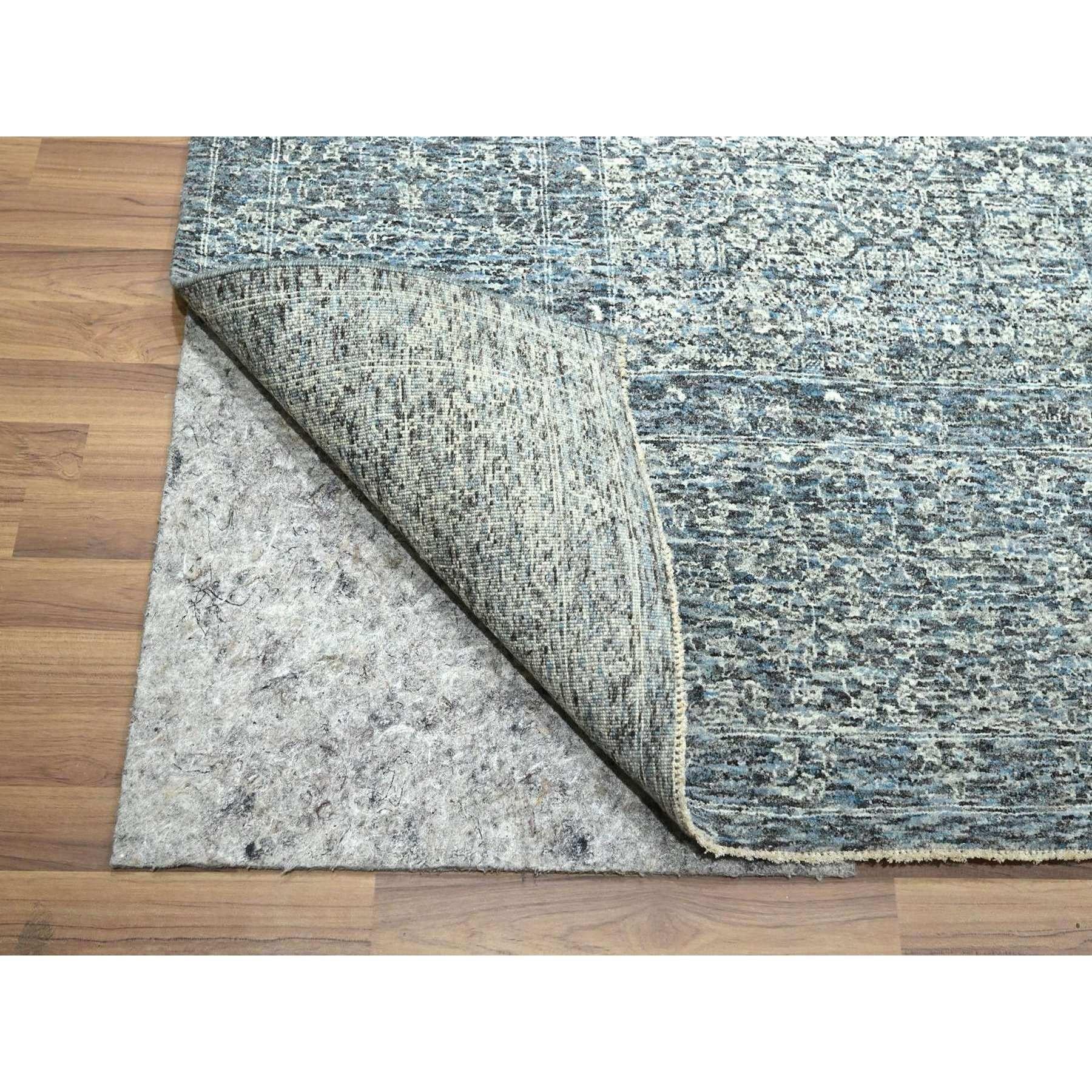9'x12' Stone Blue Mamluke Design 14. Jahrhundert Einfluss handgeknüpfter Wollteppich (Indisch) im Angebot
