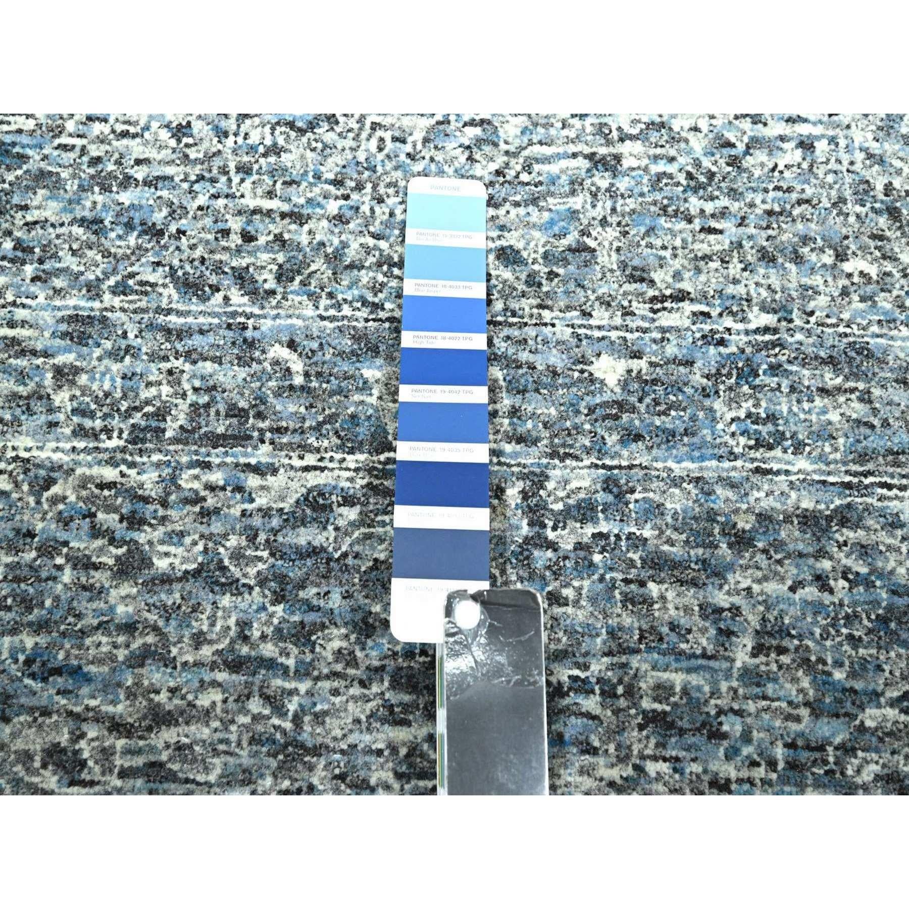 9'x12' Stone Blue Mamluke Design 14. Jahrhundert Einfluss handgeknüpfter Wollteppich (21. Jahrhundert und zeitgenössisch) im Angebot