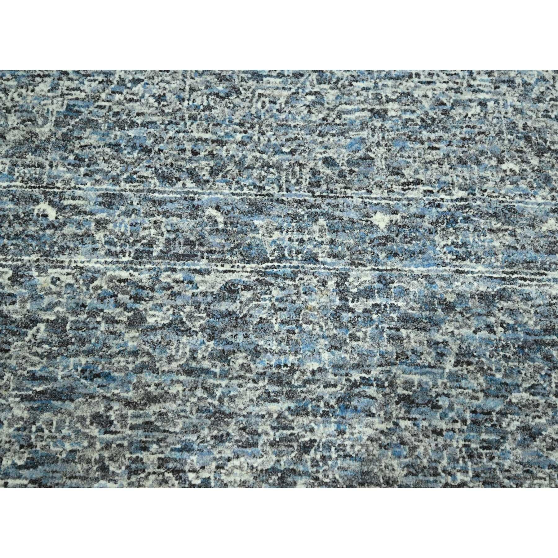 9'x12' Stone Blue Mamluke Design 14. Jahrhundert Einfluss handgeknüpfter Wollteppich (Wolle) im Angebot