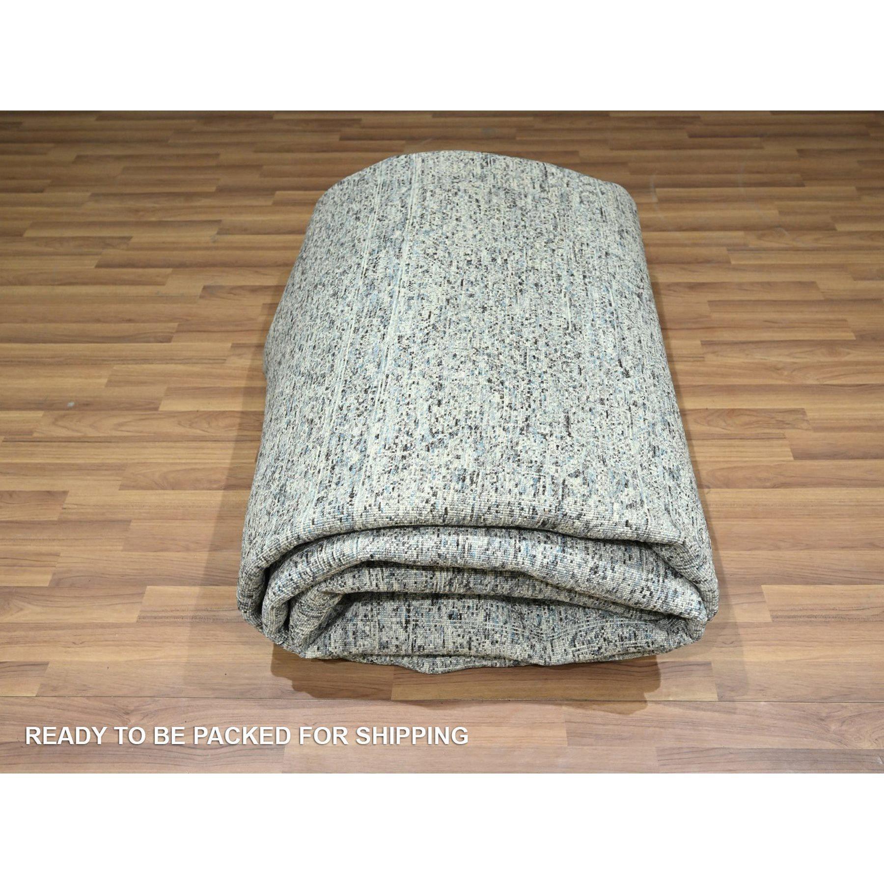 9'x12' Stone Blue Mamluke Design 14. Jahrhundert Einfluss handgeknüpfter Wollteppich im Angebot 1