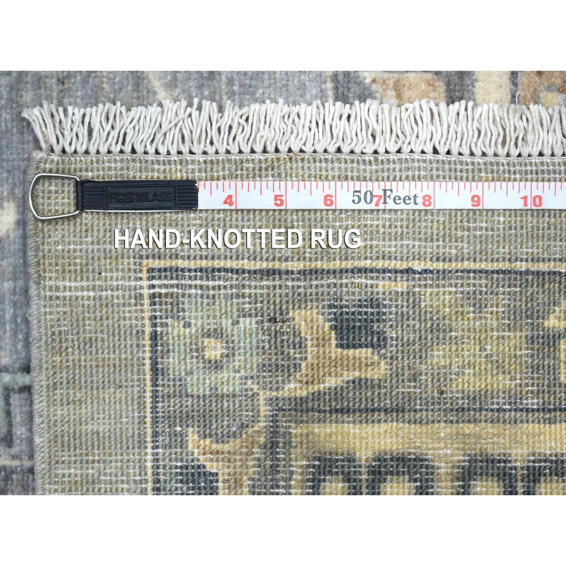 9'x12' Stone Gray Afghanische Wolle Handgeknüpft Feiner Peshawar Orientteppich im Angebot 6