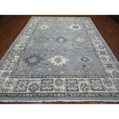 9'x12' Stone Gray Afghan Wool Hand Knotted Fine Peshawar Oriental Rug