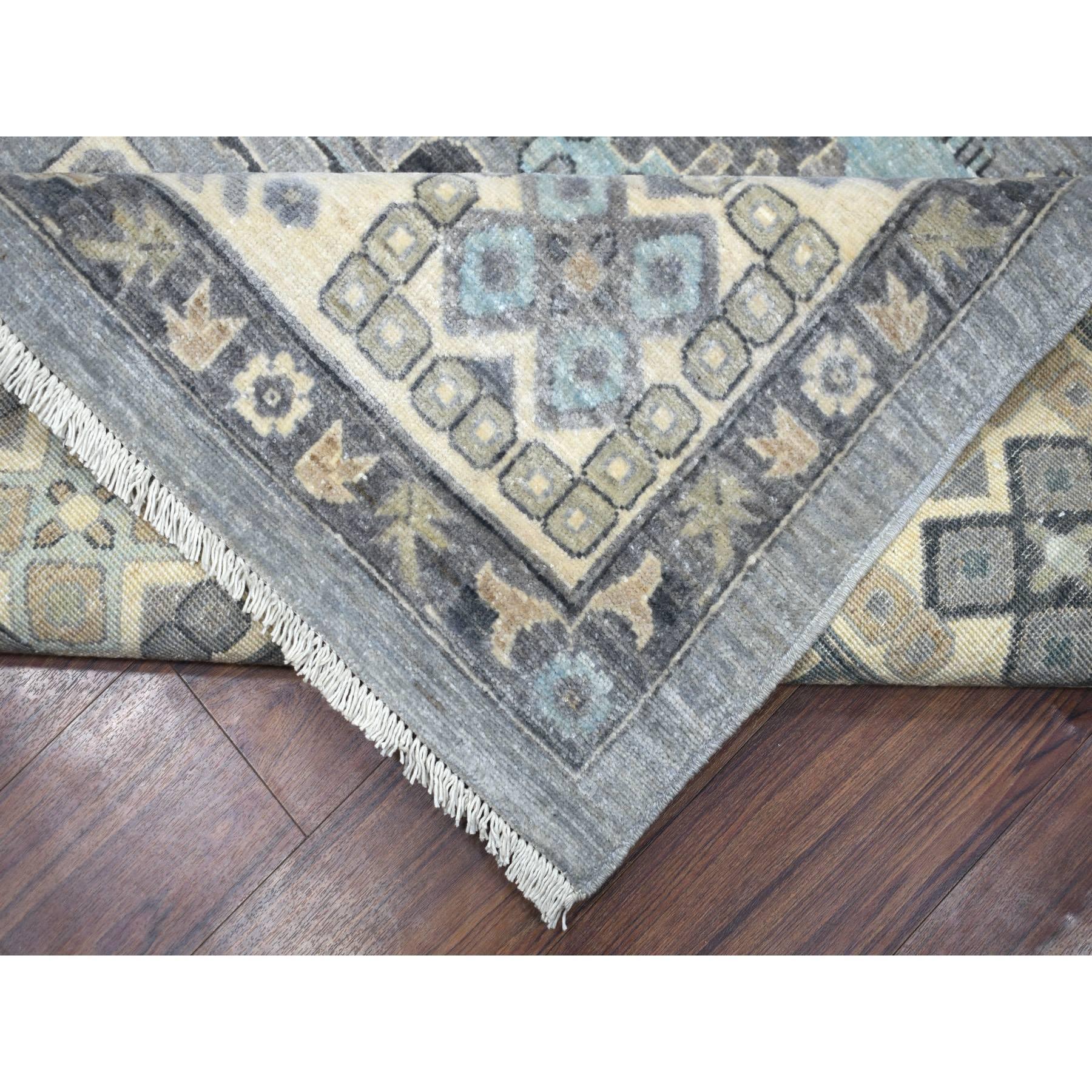 9'x12' Stone Gray Afghanische Wolle Handgeknüpft Feiner Peshawar Orientteppich im Angebot 2