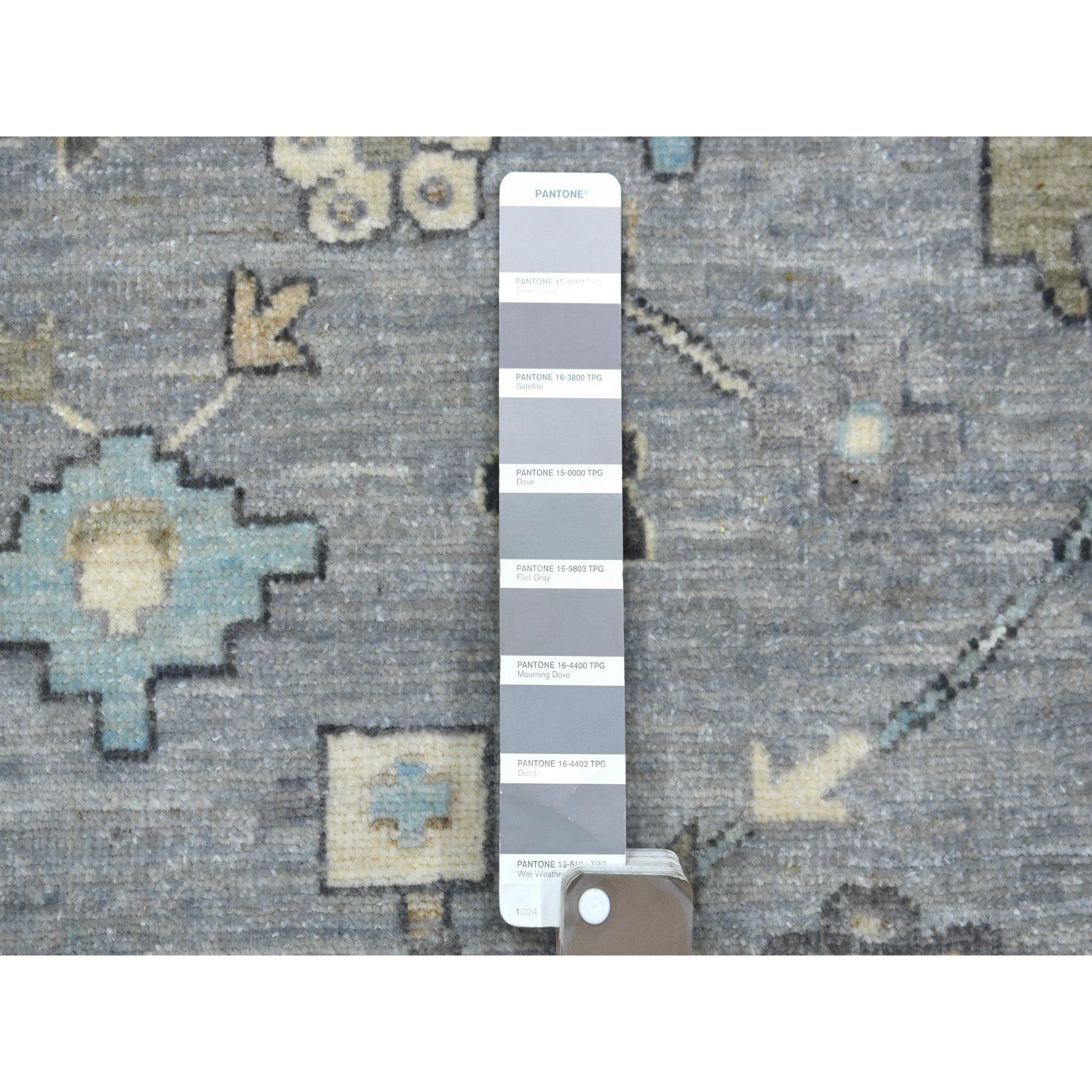 9'x12' Stone Gray Afghanische Wolle Handgeknüpft Feiner Peshawar Orientteppich im Angebot 3