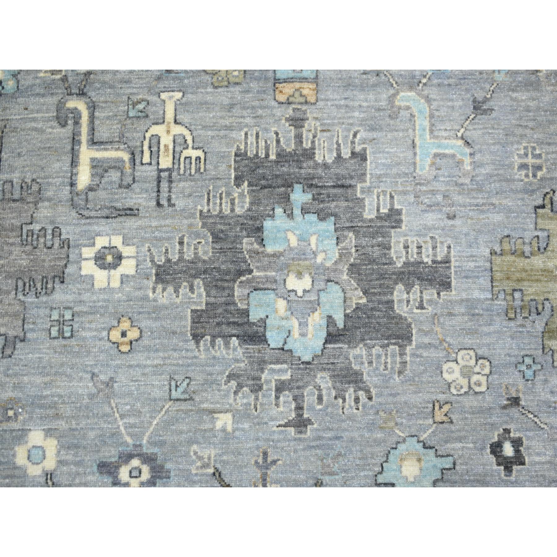 9'x12' Stone Gray Afghanische Wolle Handgeknüpft Feiner Peshawar Orientteppich im Angebot 4