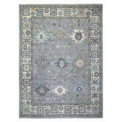 9'x12' Stone Gray Afghan Wool Hand Knotted Fine Peshawar Oriental Rug
