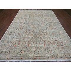 9'x12' Stone Gray Hand Knotted 14th Century Mamluk Dynasty Pattern Wool Rug