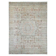 9'x12' Stone Gray Hand Knotted 14th Century Mamluk Dynasty Pattern Wool Rug