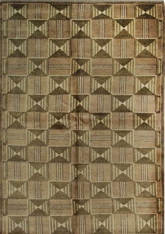9x12 Sumptuous Giselle Brown Traditional Geometric Hand Knotted Wool Carpet Rug