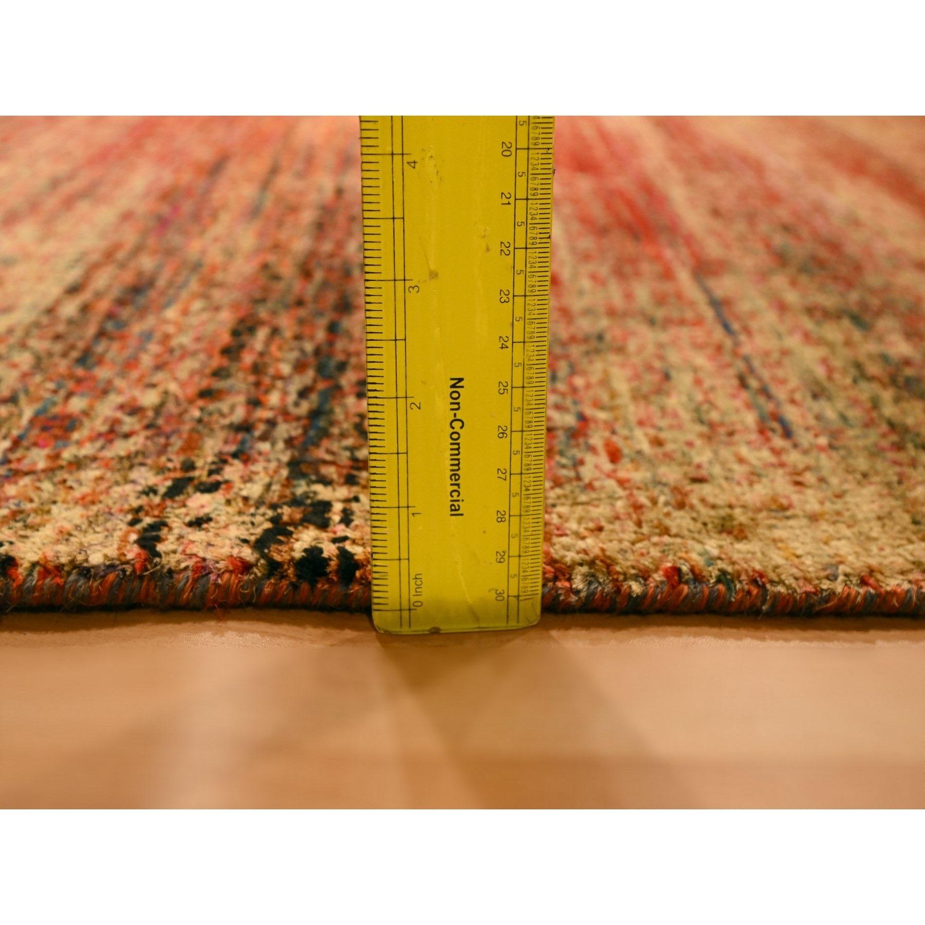 9'x12' Sonnenuntergang Farben reiner Sari Seide Modernes Design Handgeknüpfter Orientteppich im Angebot 5