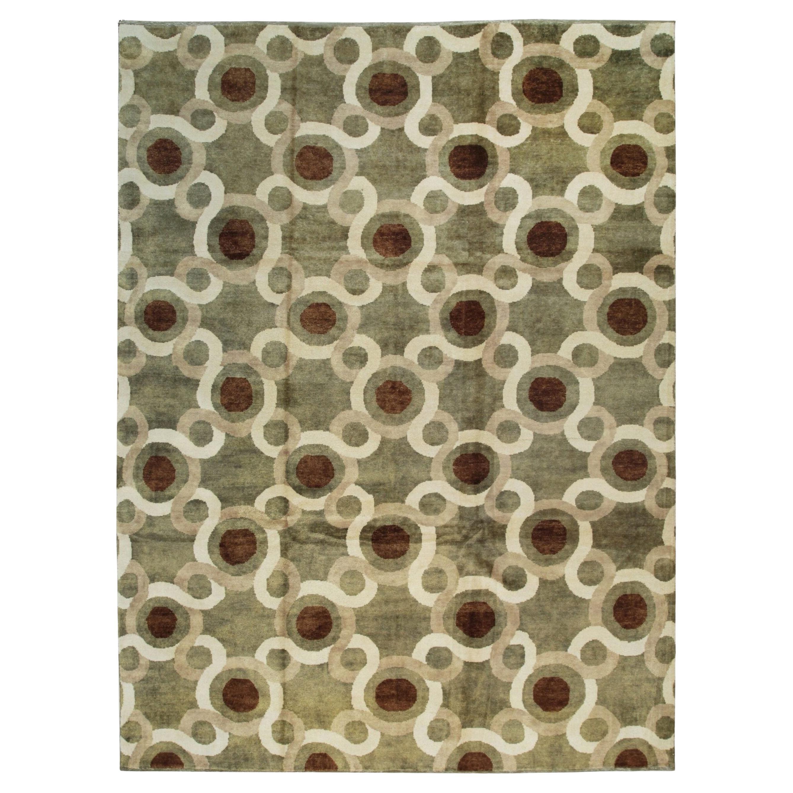 9x12 Talia Artistic Green Geometric Contemporary Chinese Hand Knotted Wool Rug