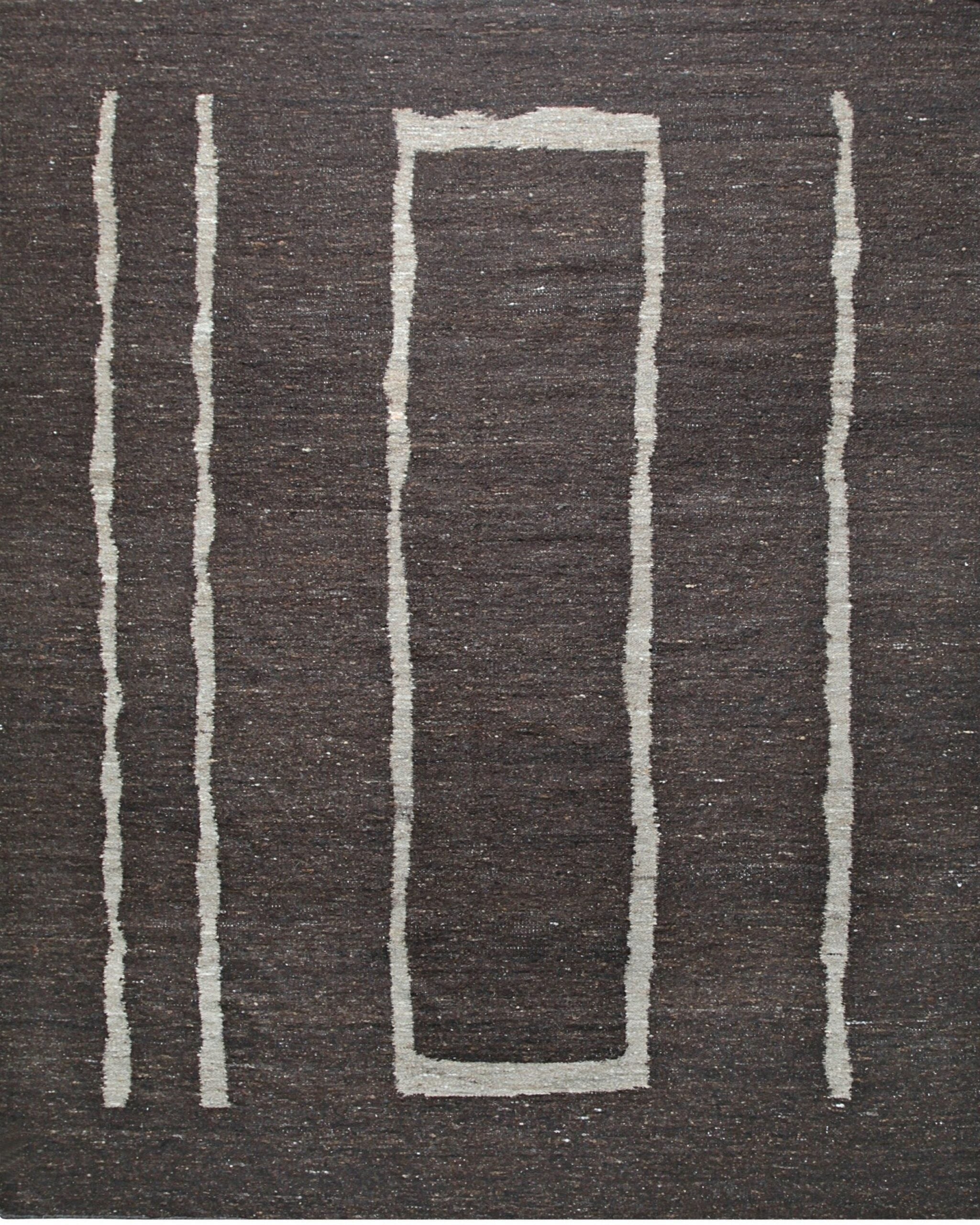 9x12 Talia Delicate Brown Kilim Minimalist Geometric Flatweave Wool Carpet Rug