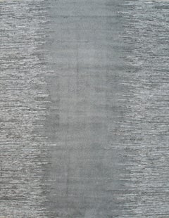 9x12 Tessa Maya Gray Solid Field Geometric Modern Hand Knotted Wool Carpet Rug