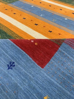 9x12 Timeless Gabbeh Multicolor Abstract Tribal Modern Handmade Wool Carpet Rug