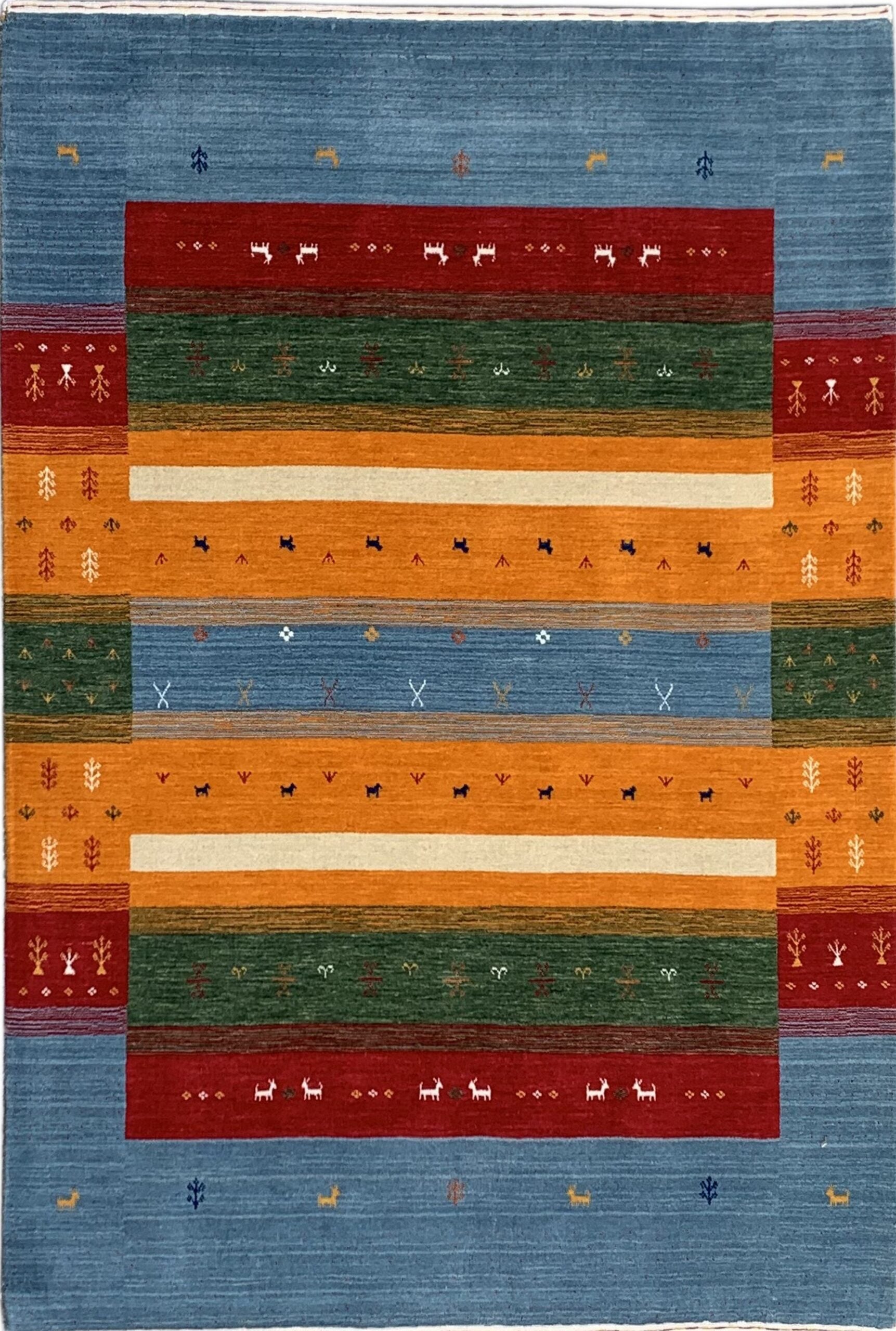 9x12 Timeless Gabbeh Multicolor Abstract Tribal Modern Handmade Wool Carpet Rug For Sale