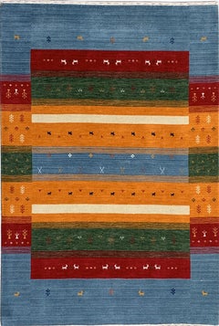 9x12 Timeless Gabbeh Multicolor Abstract Tribal Modern Handmade Wool Carpet Rug