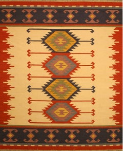 9x12 Timeless Kilim Multicolor Geometric Contemporary Flatweave Wool Carpet Rug