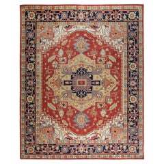 9x12 Traditional Coral Geometric Medallion Hand Knotted Wool Carpet Rug