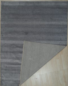 9x12 Traditional Graceful Gray Geometric Modern Hand Knotted Wool & Viscose Rug