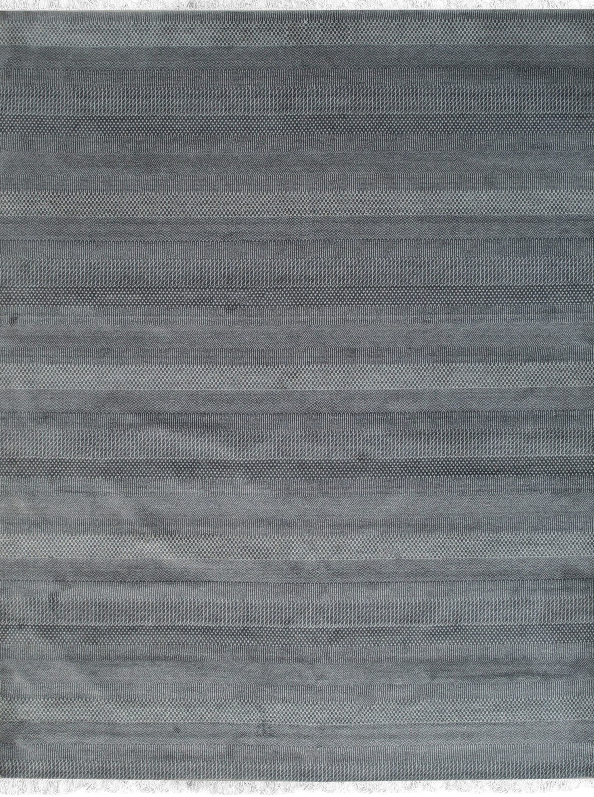 9x12 Traditional Graceful Gray Geometric Modern Hand Knotted Wool & Viscose Rug For Sale