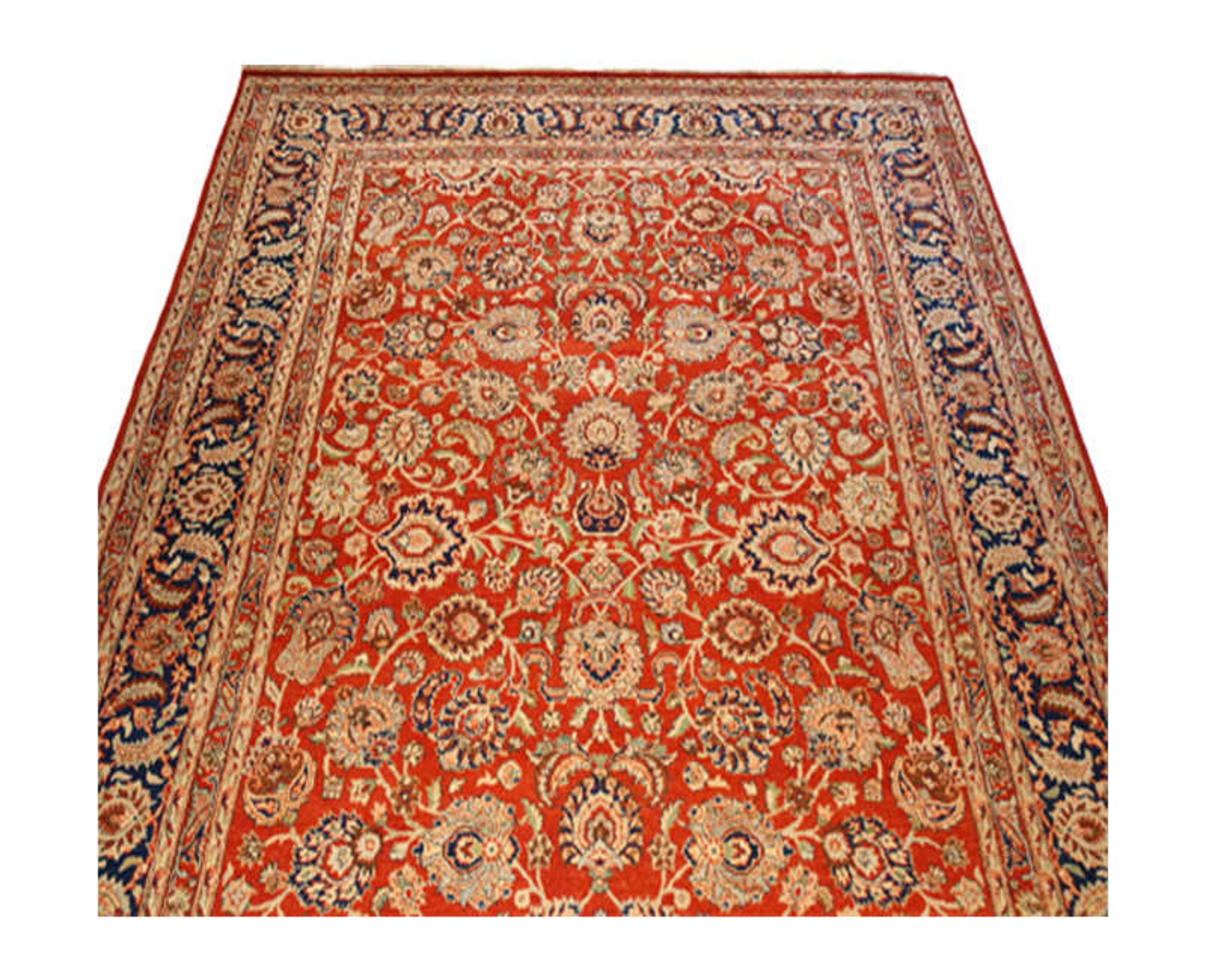 Hand-Woven 9x12 Traditional Hand-woven Persian Mashad Indo   For Sale