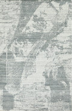 9x12 Vielseitiger Freya Grau Silber Abstrakt Zeitgenössischer Handgefertigter Wollteppich Teppich