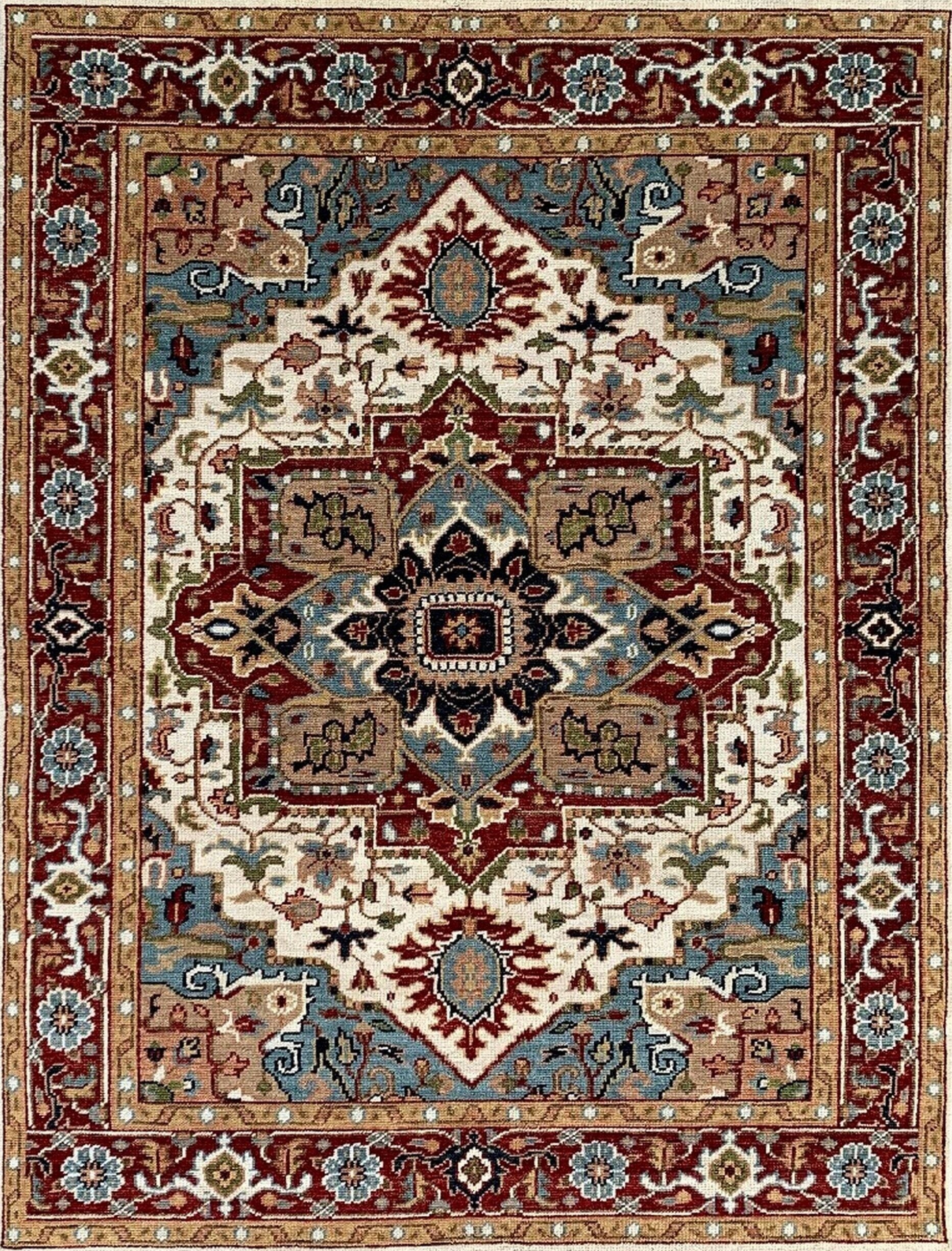 9x12 Versatile Oriental Traditional Ivory Medallion Hand Knotted Wool Carpet Rug