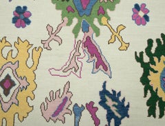 9x12 Lebendiger kaukasischer Kazak-Teppich - Kühne Blumenmotive in Rosa, Grüner Teppich