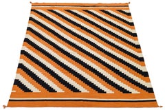 9x12 Vibrant Modern Navajo Style Geometric Wool Rug In Burnt Orange