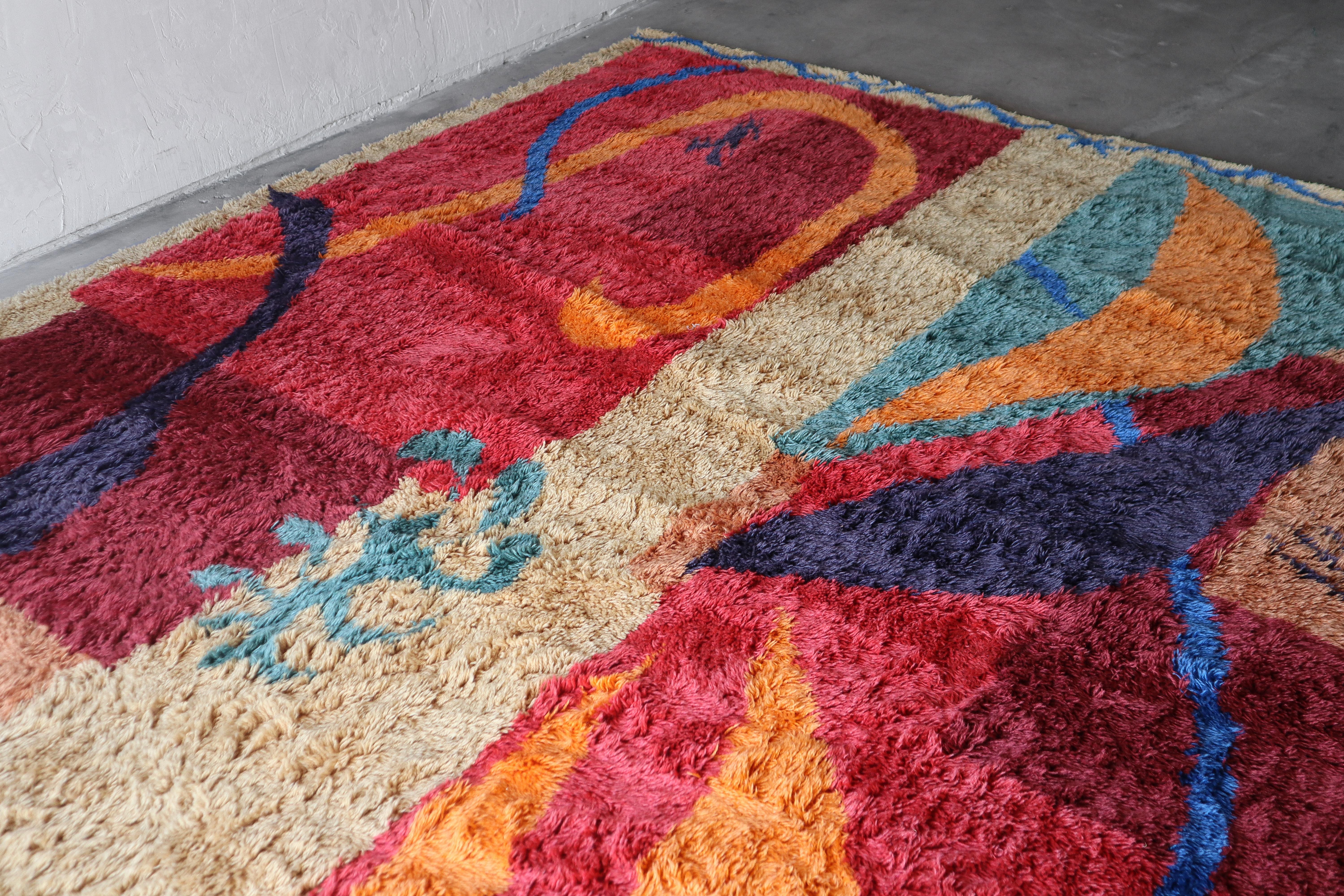 8x10 Alfombra de lana escandinava vintage Ege Rya Shag Moderno de mediados de siglo en venta