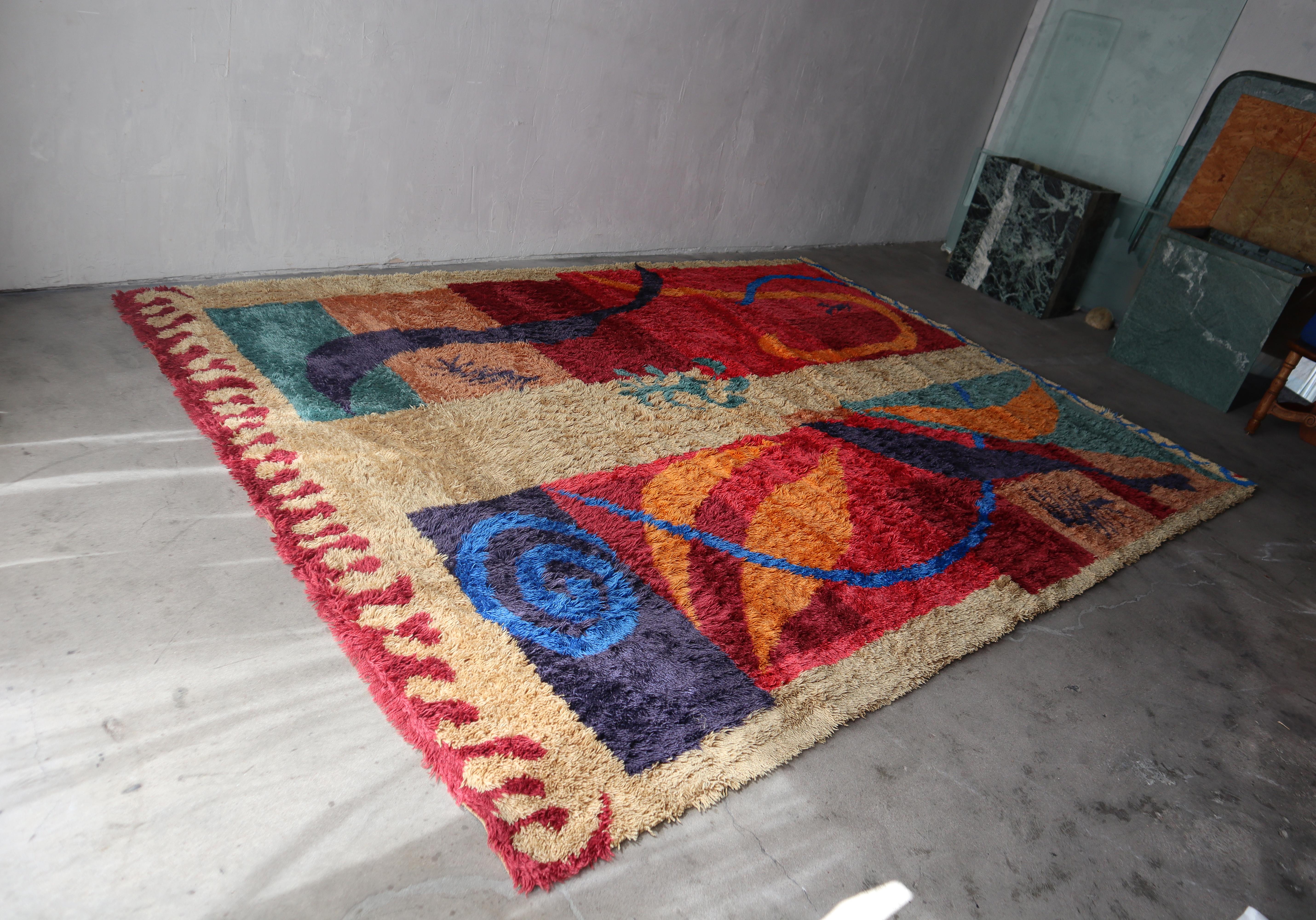8x10 Alfombra de lana escandinava vintage Ege Rya Shag en venta 1