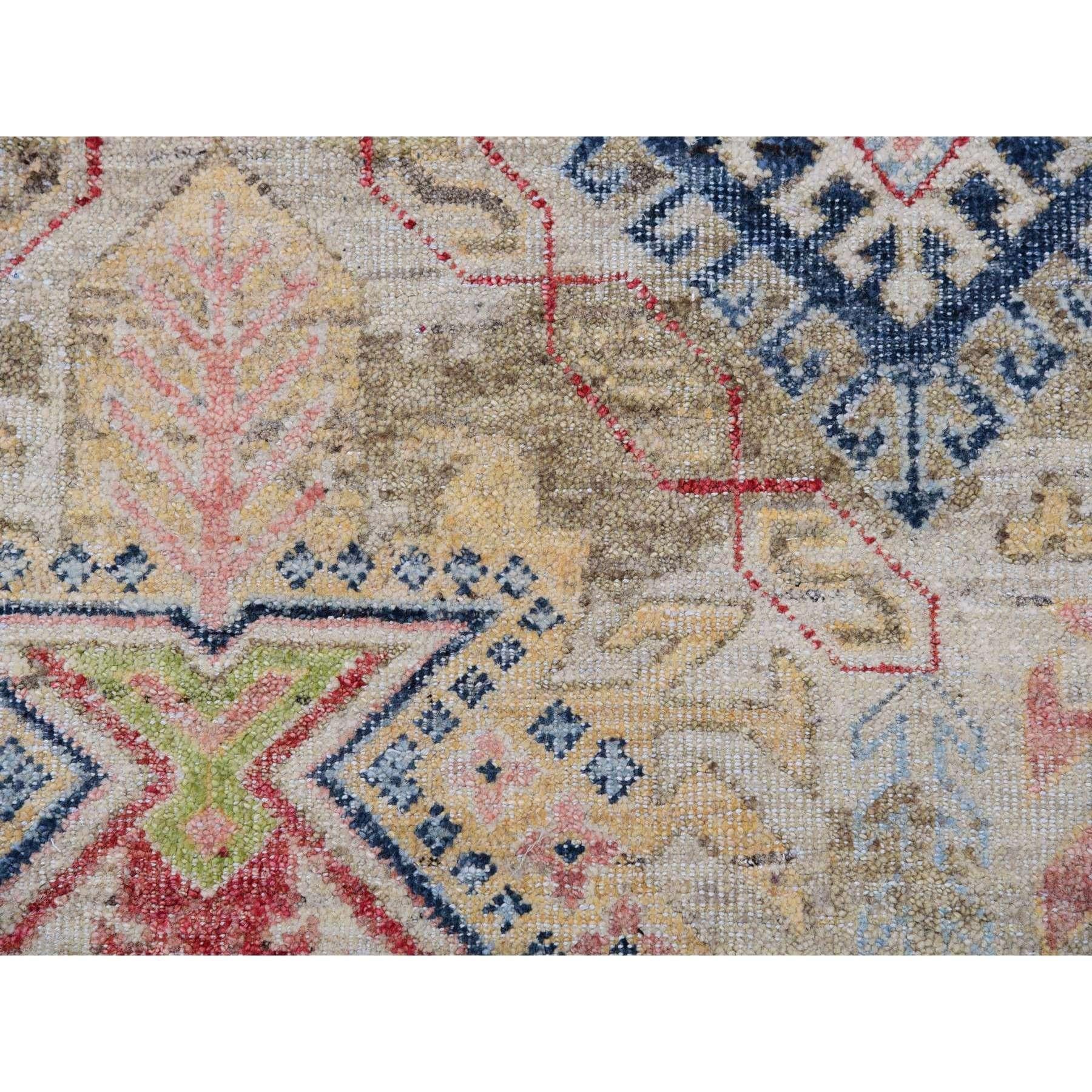 9'x12' Weißer handgeknüpfter orientalischer Teppich aus Wolle mit kaukasischen Gul-Motiven im All-Over-Design im Angebot 2