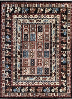 9x12 Willow Oriental Charcoal Cross Geometric Modern Handknotted Wool Carpet Rug (tapis de laine noué à la main)