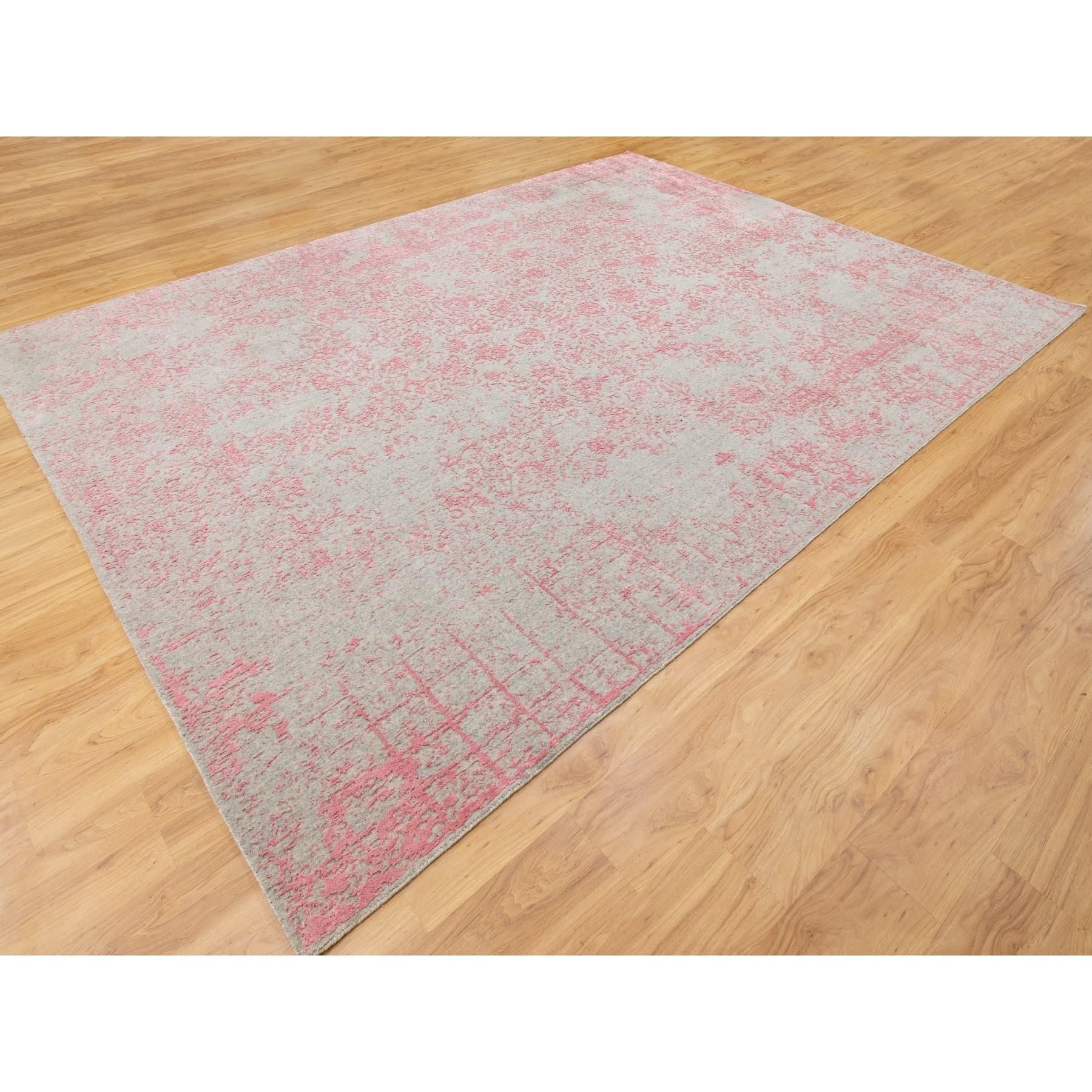 Indiano Tappeto orientale jacquard 9'x12' in lana e seta artistica con design all over lavorato a mano in vendita