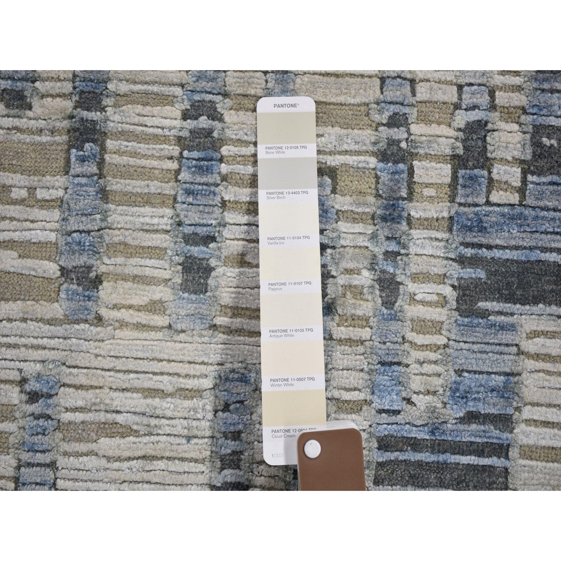 9'x12' Wolle und reine Seide Chevron Design handgeknüpft Orientteppich (21. Jahrhundert und zeitgenössisch) im Angebot