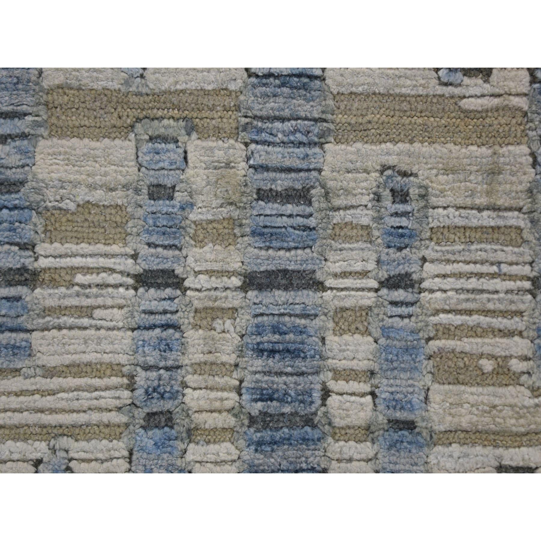 9'x12' Wolle und reine Seide Chevron Design handgeknüpft Orientteppich im Angebot 1