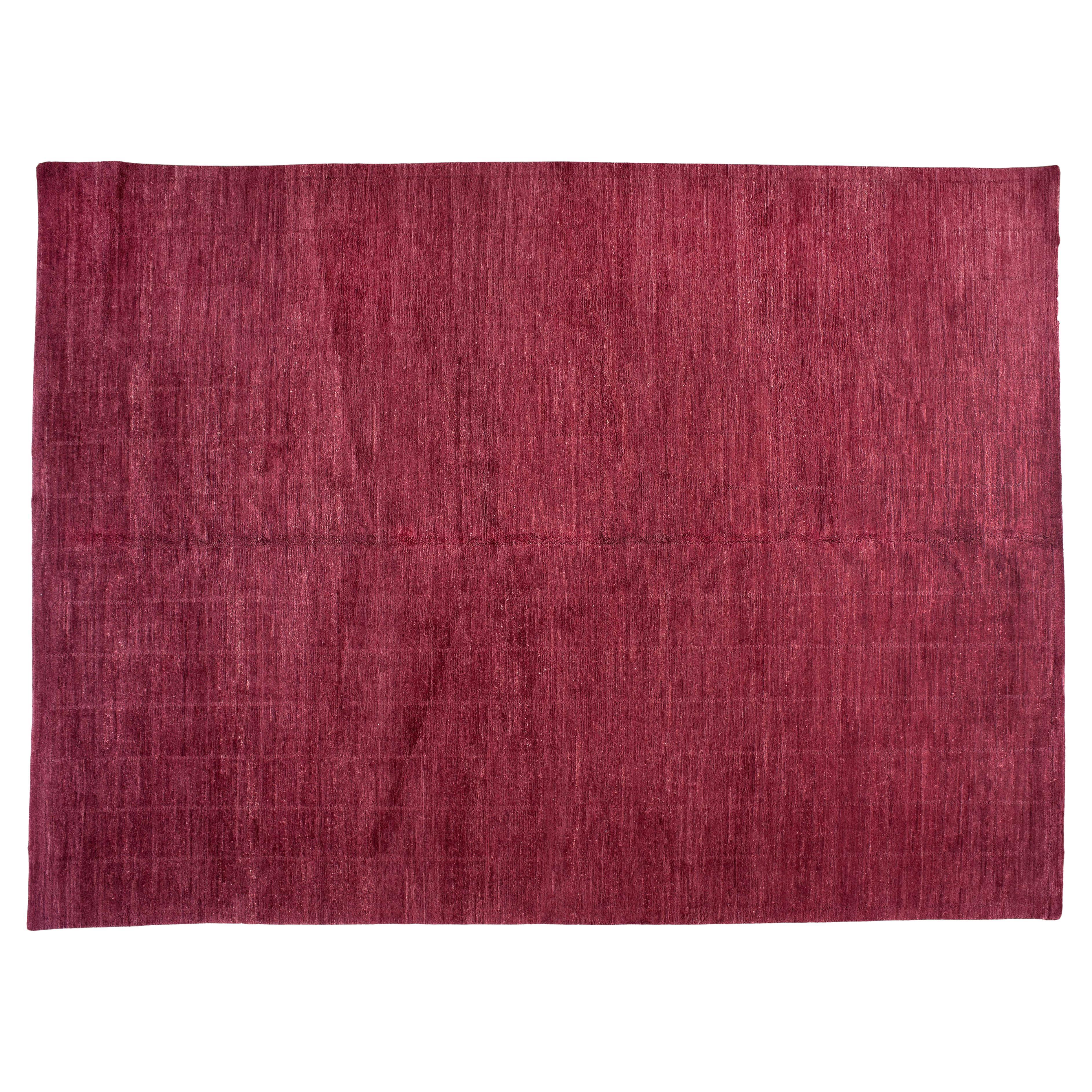 9x12 Wollteppich - Rot kariertes Design im Angebot